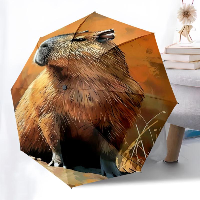 Capybara Themed Travel Umbrella 8 Ribs Automatic Opening and Closing,Portable Folding Design,Compact and Stylish Umbrella Suitable for Out