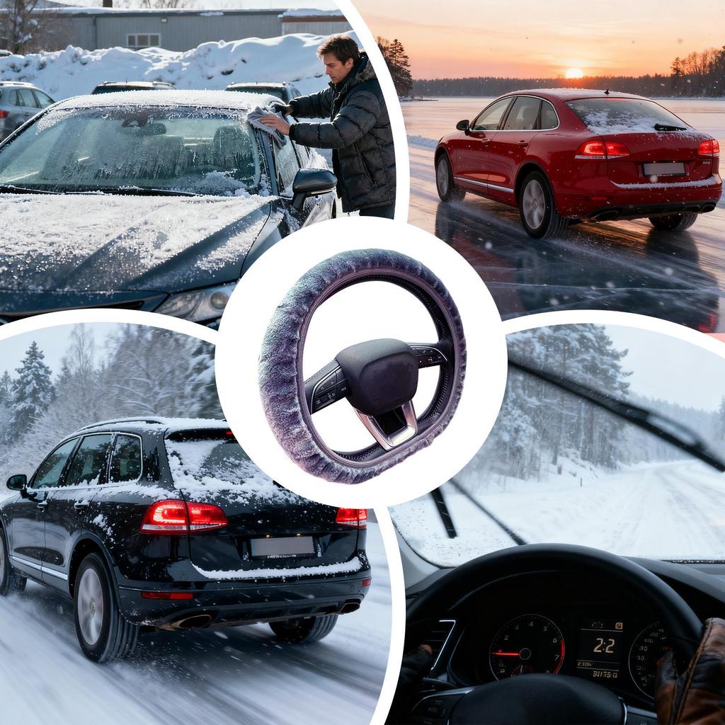 Super Soft Furry car Steering Wheel Cover Plush Warm Comfort & Anti-Slip Grip for Winter Driving in auto SUV Truck Van