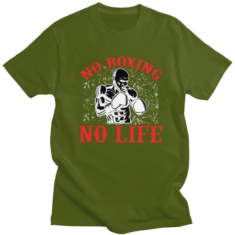 No Boxing No Life T Shirt for Men 100 Cotton Boxers Marital Arts Tshirt Casual Sumer Style Short Sleeve Tee Shirt Clothing Gift