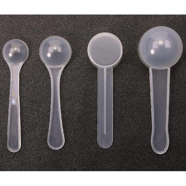 ONLYKXY 4pcs Clear Long Handle Plastic Measuring Spoons Coffee Protein Milk Powder Scoops Spoon Kitchen Tools (1g/3g/5g/10g)