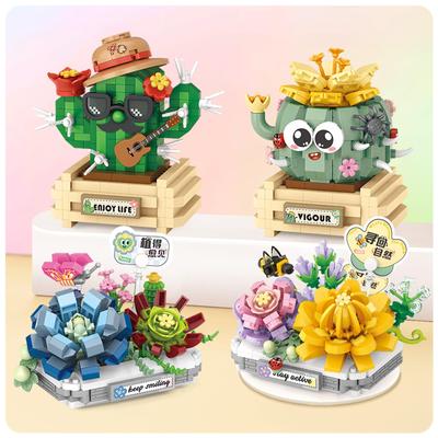 MEIEST Mini Blumen Sukkulenten Bonsai Bausteine, Simulation Topfpflanze Partikel Pflanzensammlung Konstruktion Bausteine Spielzeug, Zuhause