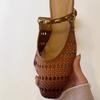 New temperament woven hollow sandals flat bottom round head with slippers outer wear bag head half slippers