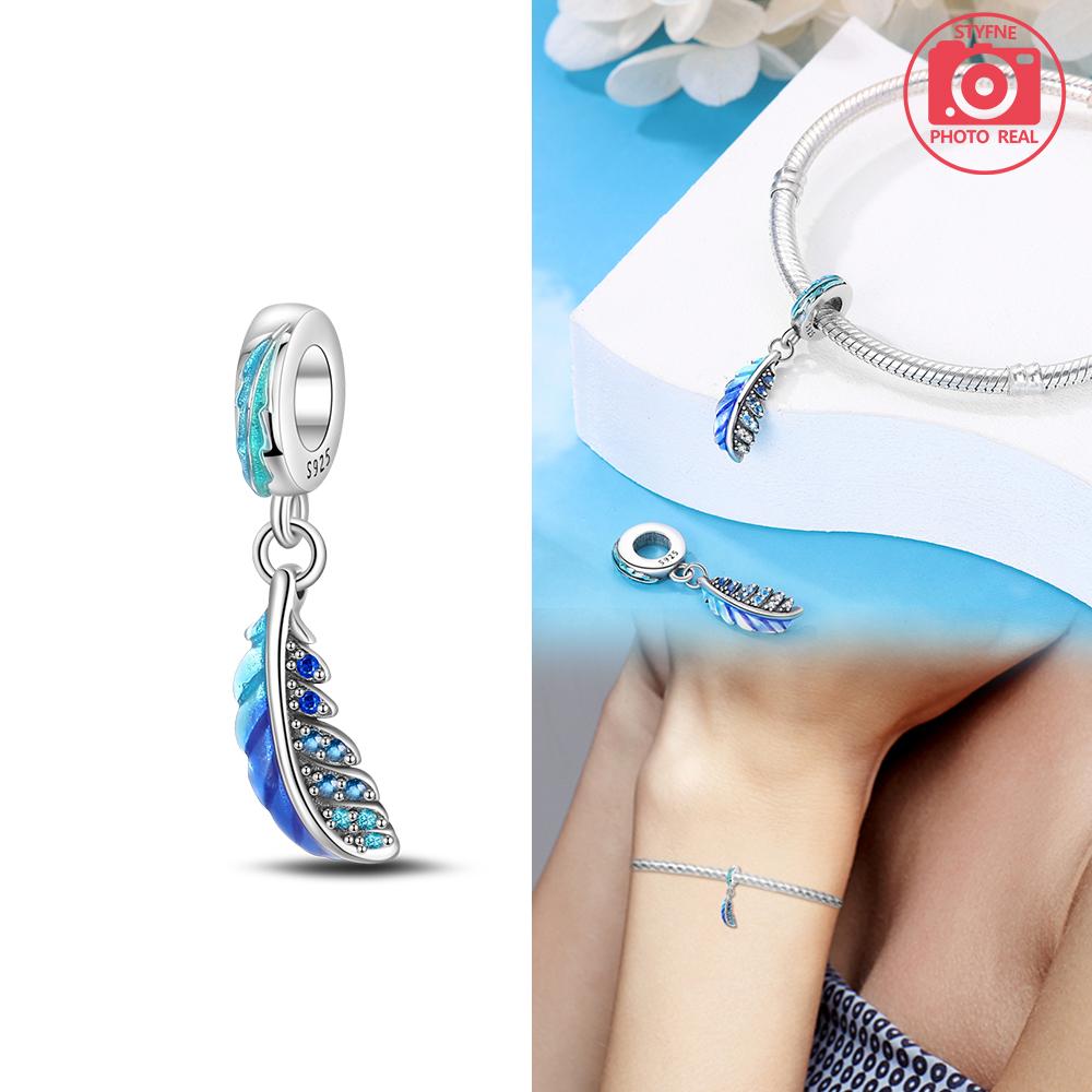 Colorful Lucky Feather Pendant Copper Colors For Charms Copper Colors Original Bracelet For Jewelry Making