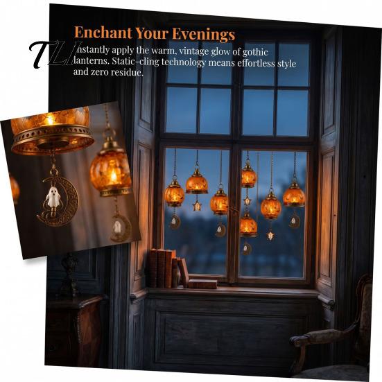 Easy To Apply Wall Stickers Spooky Halloween Window Static Sticker, Pumpkin Bat And Witch Patterns Self Adhesive Film Printed, Decorative