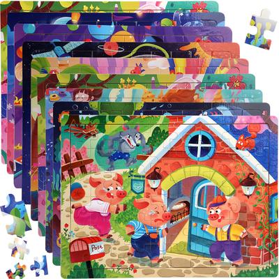 60 Stück Holzpuzzles Farbe 3D-Puzzle Zeichentrickfiguren Tiere Frühes Bildungs Lernspiel Logisches Denken Konzentration Puzzle Spielzeug Geschenk