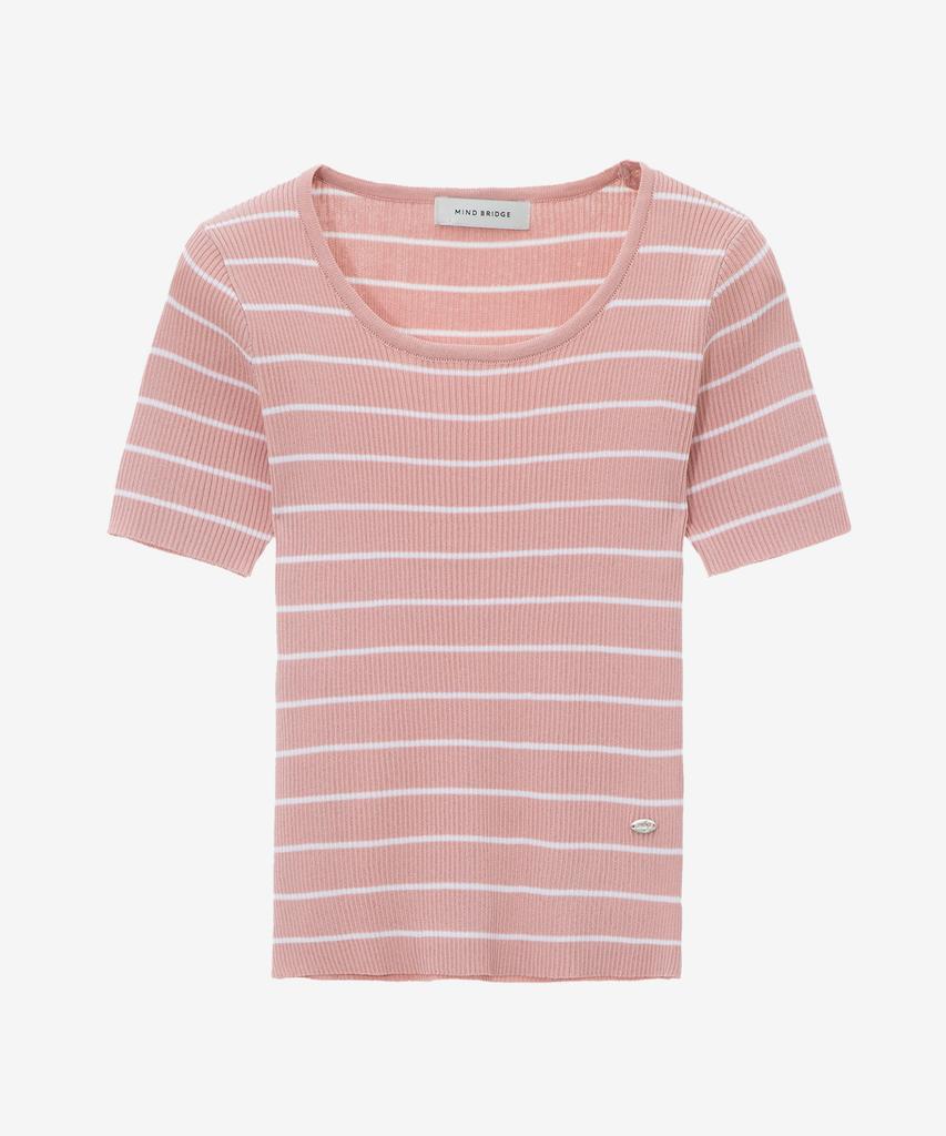 MIND BRIDGE WOMEN [[On]W] U-Neck Striped Slim Fit Knit - 4 Colors