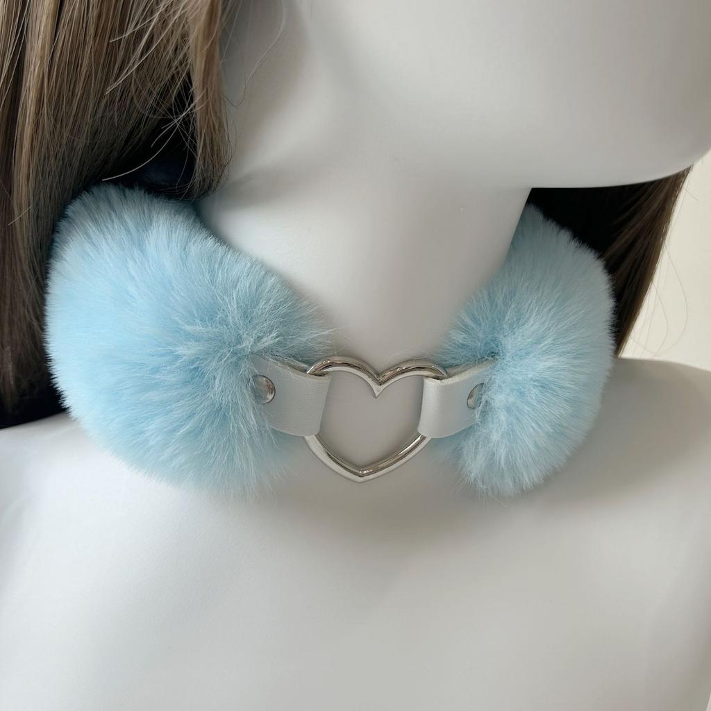 Direct supply plush YK love collar neck cover Spice girl exaggerated niche European and American collar love necklace