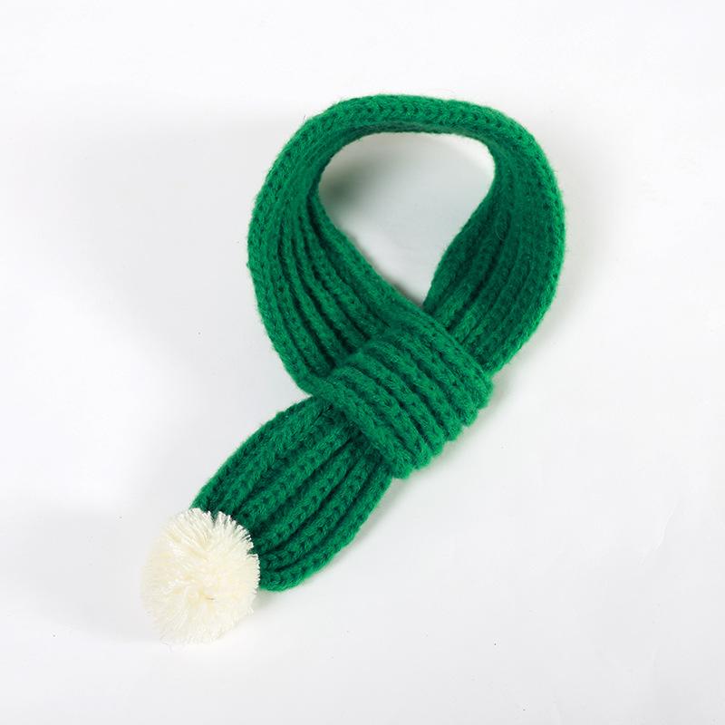 Winter Warm Knitted Scarf for Small Dog Neck Warmer Scarves with Pompom Ball Christmas New Year Festival Pet Puppy Cat Scarf