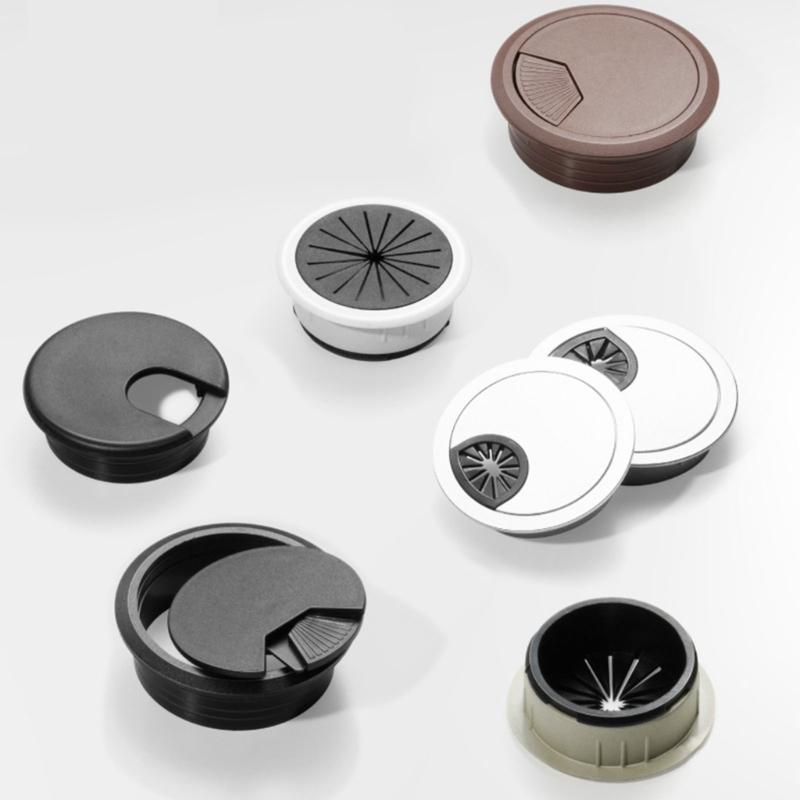 4Pcs Plastic Wire Hole Cover Outlet Port Table Computer PC Desk Round Cable Grommet Line Holder Cable Management