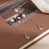 Premium Claw Zirconium Fringed Earrings For Women'S Light Luxury Temperament Long Pearl Round Face Thin Earrings For Women