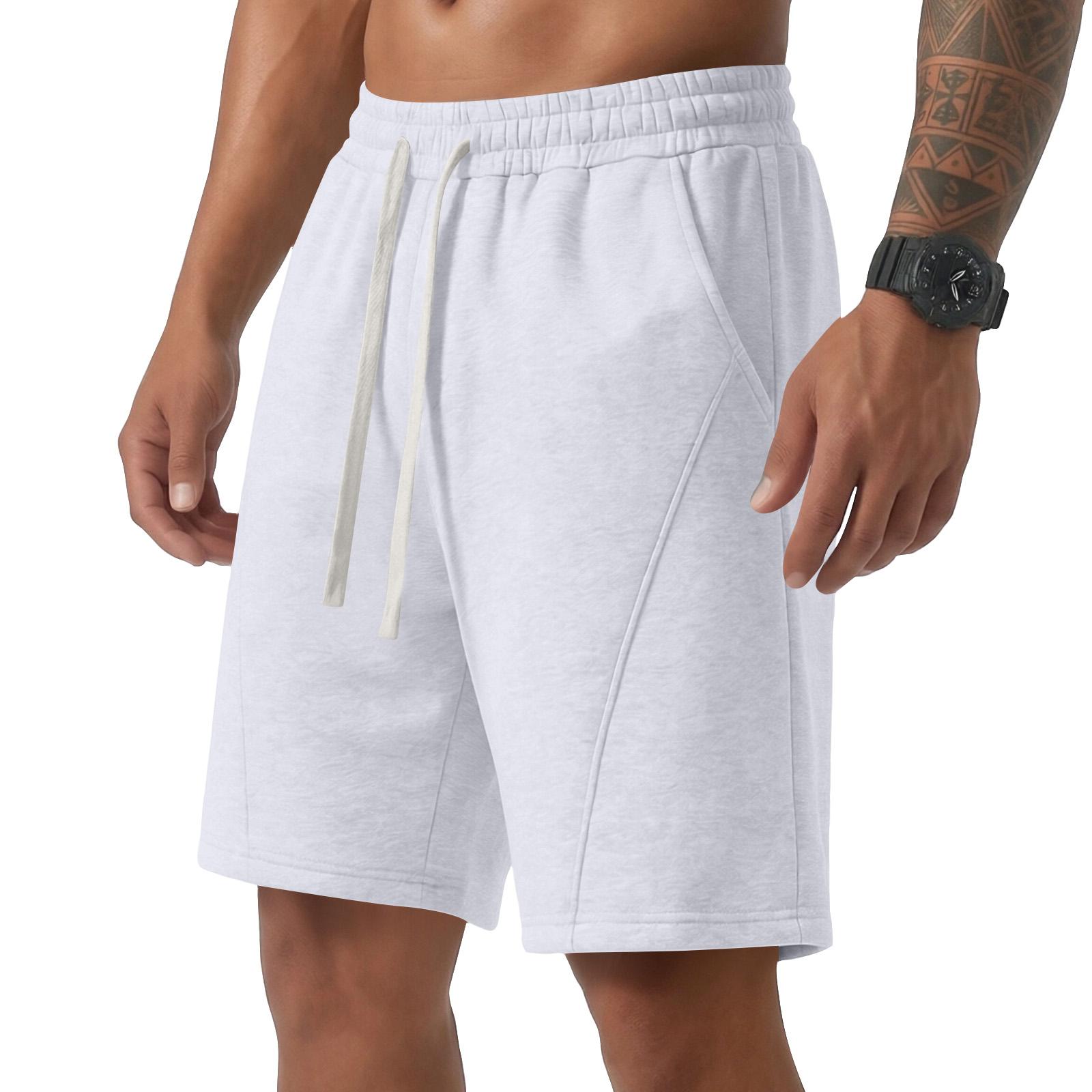 

Men s Casual Athletic Shorts Elastic Waistband Drawstring Closure Lightweight Breathable Fabric Suitable for Sports and Leisure Wear L білий