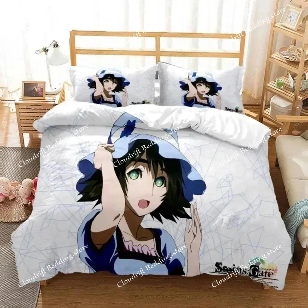Anime Steins Gate Kurisu Makise Bedding Set Boys Girls Twin Queen Size Duvet Cover Pillowcase Bed Kids Adult Home Textile026