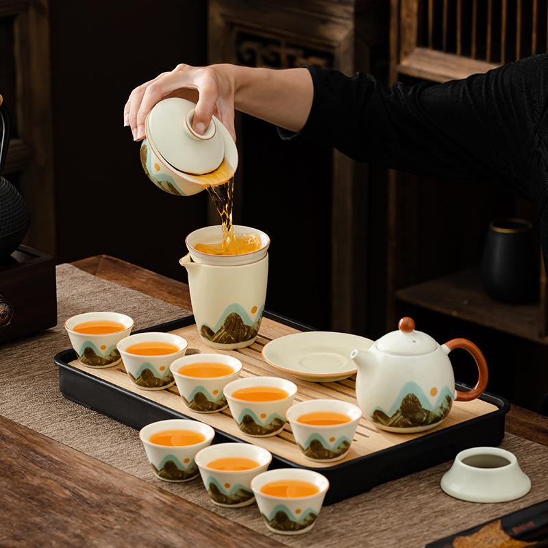 Light Luxury Tea Set Home Office High-end Tea Set Ru Kiln Guest Cup Premium Gift Box Business Gift