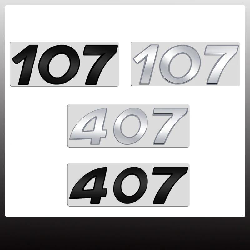 1pcs 107 407 Lettering Sticker Car Badge Logo 3D Metal Trunk Emblem Decoration Accessories Decorative Styling