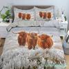 Zestaw poszewki na kołdrę Highland Scottish Cows Zwierzę Gospodarskie King Queen Pokrowiec na Kołdrę Dzikie Zwierzęta Zestaw Pościeli 2/3 szt. Poliestrowa Poszwa na Kołdrę