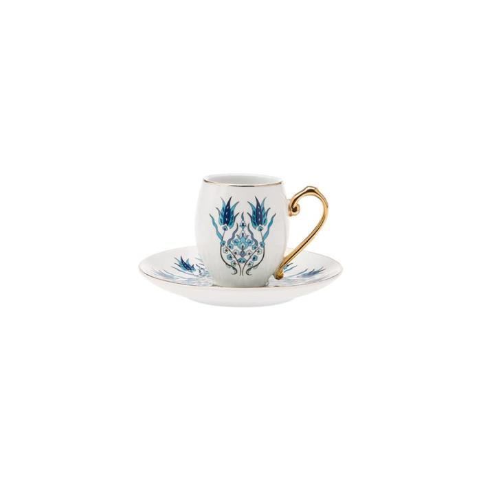 Service à café - karaca - iznik - porcelaine - 6 pièces - compatible lave-vaisselle