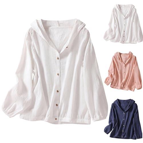 

Women s Fashion Solid Color Cotton Embroidery Loose Casual Hundred Hooded Cardigan Long Sleeve Top L синій