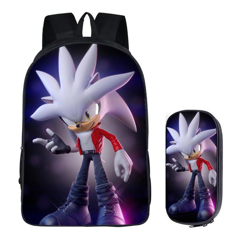 Straight Hair Animation Digital Printing Children'S Two-Piece Set Backpack Pencil Bag Primary And Secondary School Schoolbag