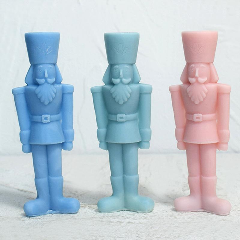 3D Nutcracker Silicone Candle Mold Christmas Decor Silicone Mold DIY Dinner Soy Wax Silicone Mould Christmas Scented Ornaments