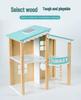 Blue Wooden Dollhouse: Children's Interactive Play Villa with Baby Room Furniture