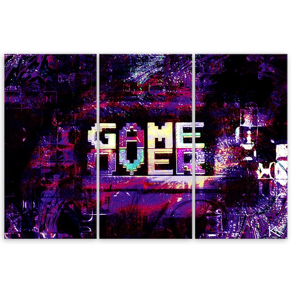 Three Piece Picture Canvas Print Abstract Sign Game Over