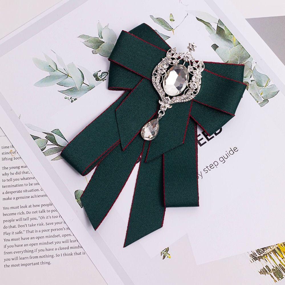 Luxury Ribbon Ribbon Bowtie Rhinestone Crystal Ribbon Bow Brooch Handmade Fabric Cloth Art Bow Tie For Men and Women