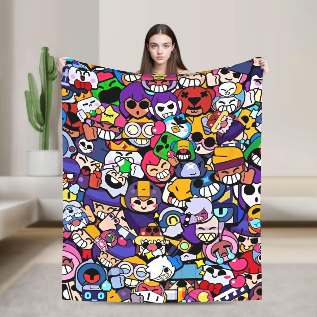 Emz Spike Squeak-Brawlld Blankets Cartoon Game Flannel Funny Warm Throw Blanket for Home Summer