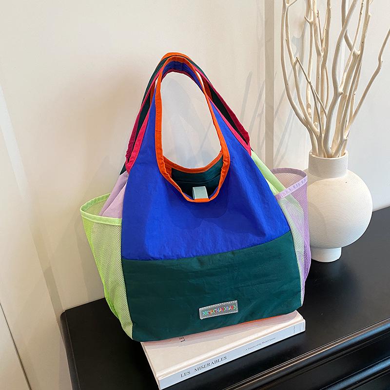 

Dopamine Color Block Eco-Friendly Mommy Tote – Large Capacity, Lightweight, Foldable Shopping & Storage Bag One Size зелёный