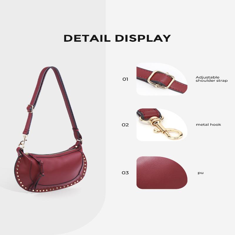 Exquisite Rivet Half-Moon Crossbody Bag European And American Hot-Selling Single Shoulder Crescent Bag