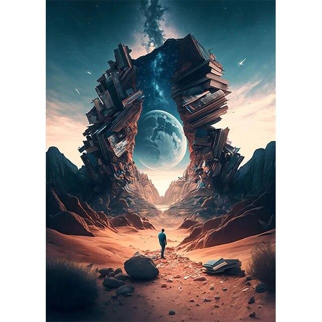 Abstract Fantasy Adventure In A Book Prints Poster Canvas Painting Modern Wall Art Pictures For Living Room Bedroom Home Decor No Frame