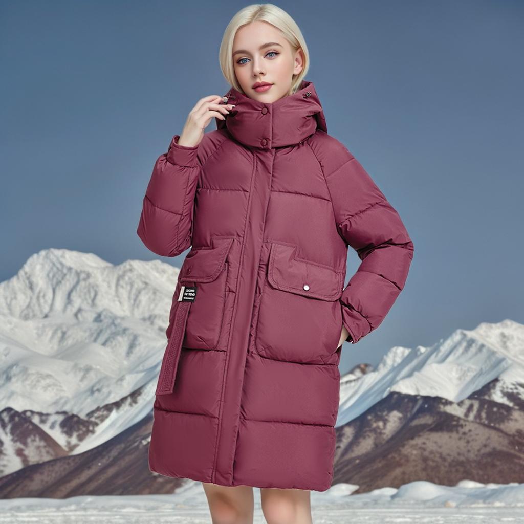 Down Cotton Clothes Women's Live Hats Medium and Long Slim and Thin Thickened Cotton-padded Jackets