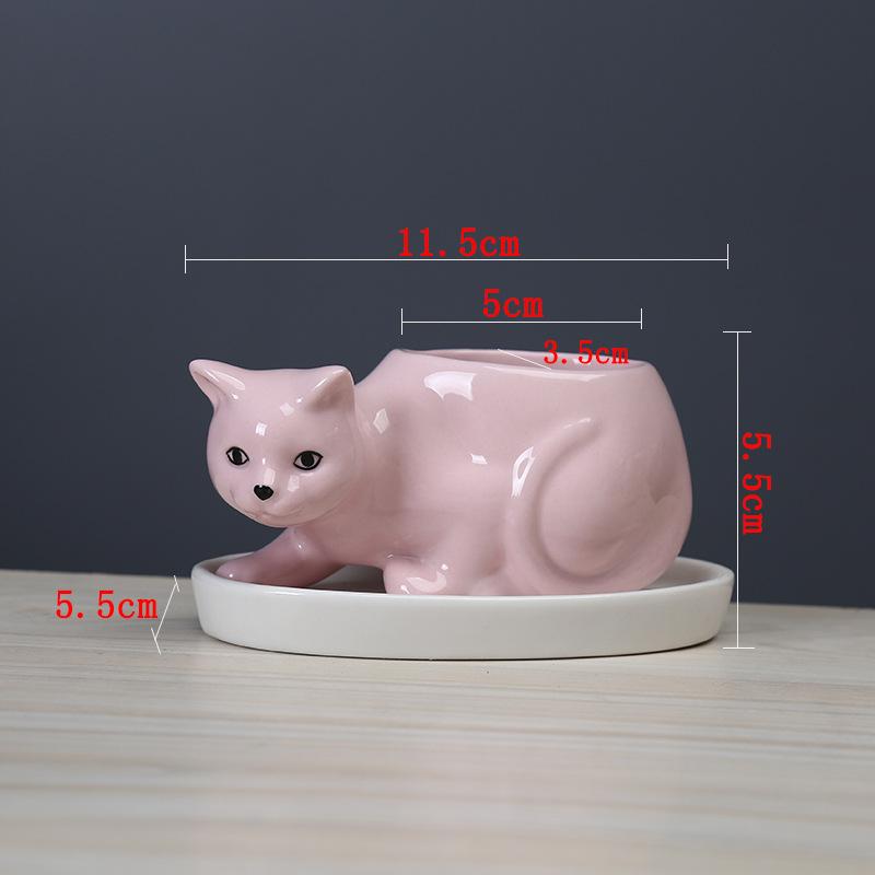 Cartoon Animal Succulent Flower Pot Creative Desktop Plant Cactus Ceramic Flower Pot With Tray