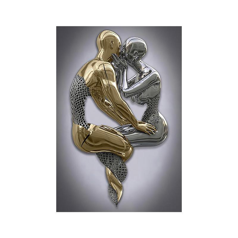 

Постер на холсте - Современное искусство, Статуэтка из металла - Романтический абстрактный дизайн - Для спальни, гостиной, коридора - Идеальный подарок на День святого Валентина 20x30cm