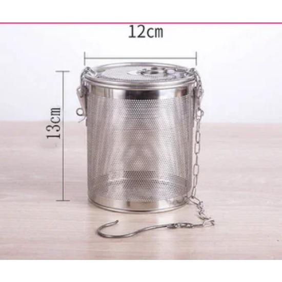 Big Stainless Steel Fine Mesh Strainer Gravy Soup Taste Spice Box Basket Brine Hot Pot Slag Separation Colander Strainers Basket