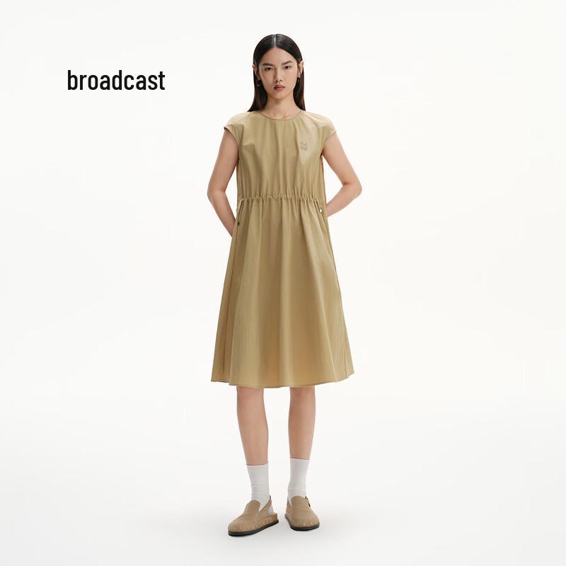 

Women s Cinched Waist A-Line Sleeveless Midi Dress L