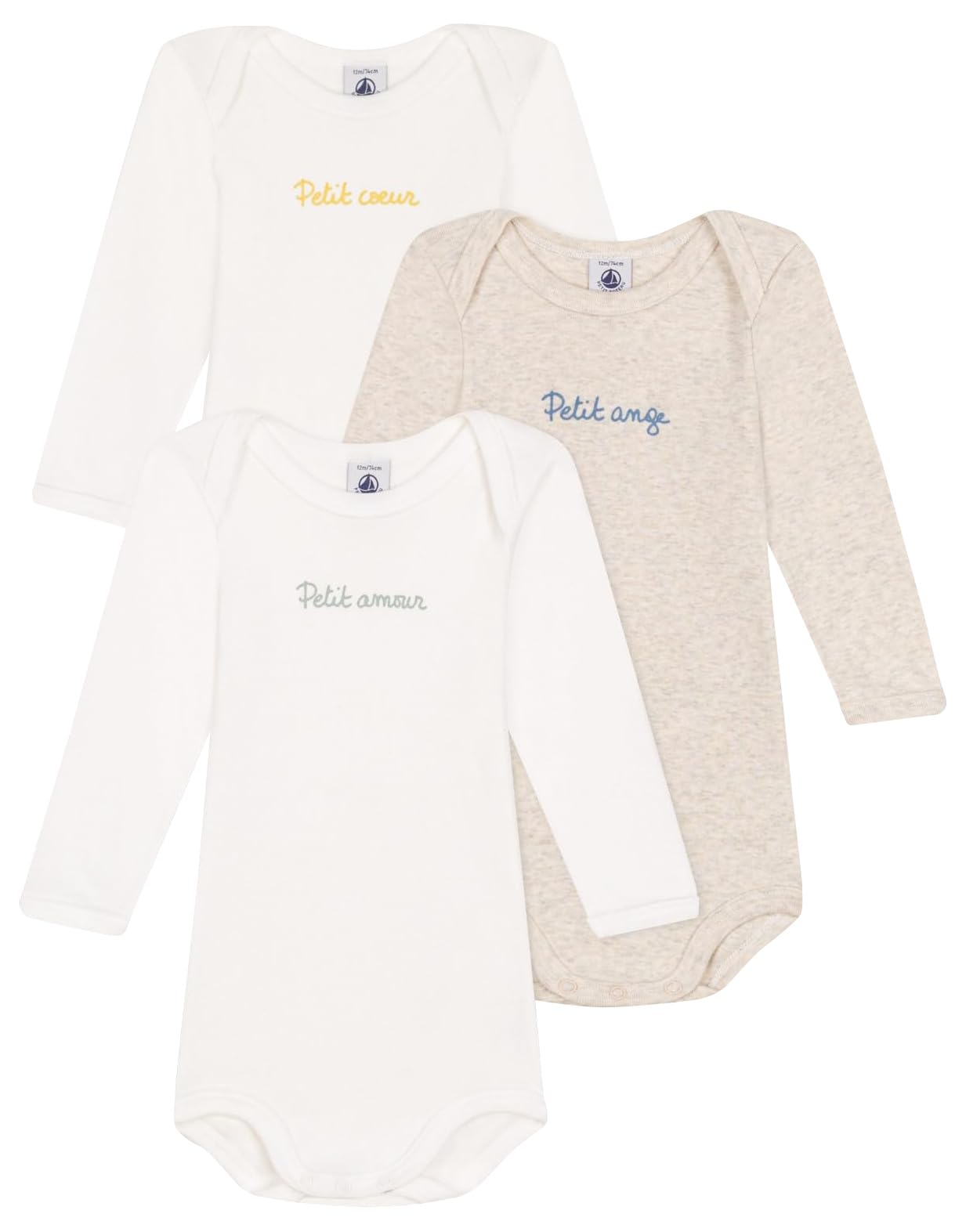 

комплект боди A0BED Разноцветный 1 12 месяцев 74см [Petit Bateau] С длинным рукавом 3 предмета