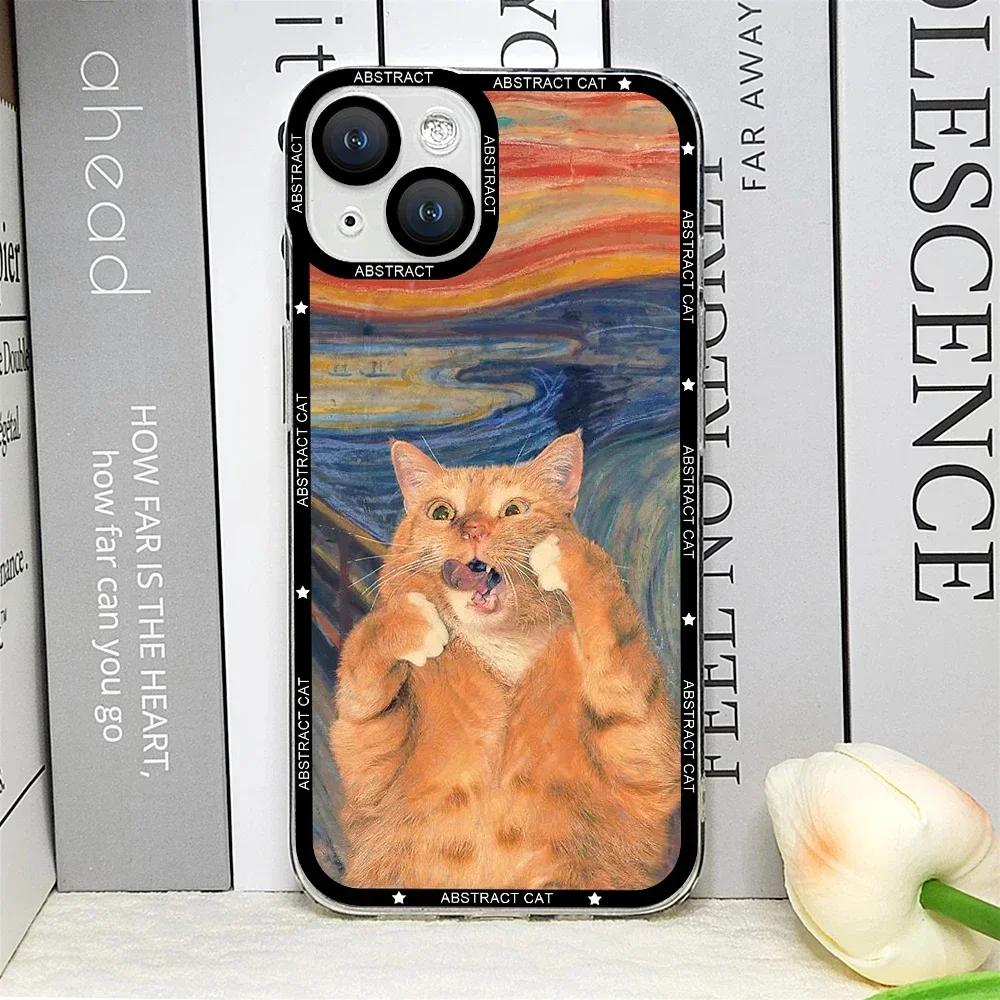 

Van-Gogh Gustav Klimt Mona Lisa Fun Cat Art Phone Case for IPhone 11 12 13 14 15 16 Pro Max Mini XS X 7 8 Plus Clear Soft Covers iPhone 12 Mini