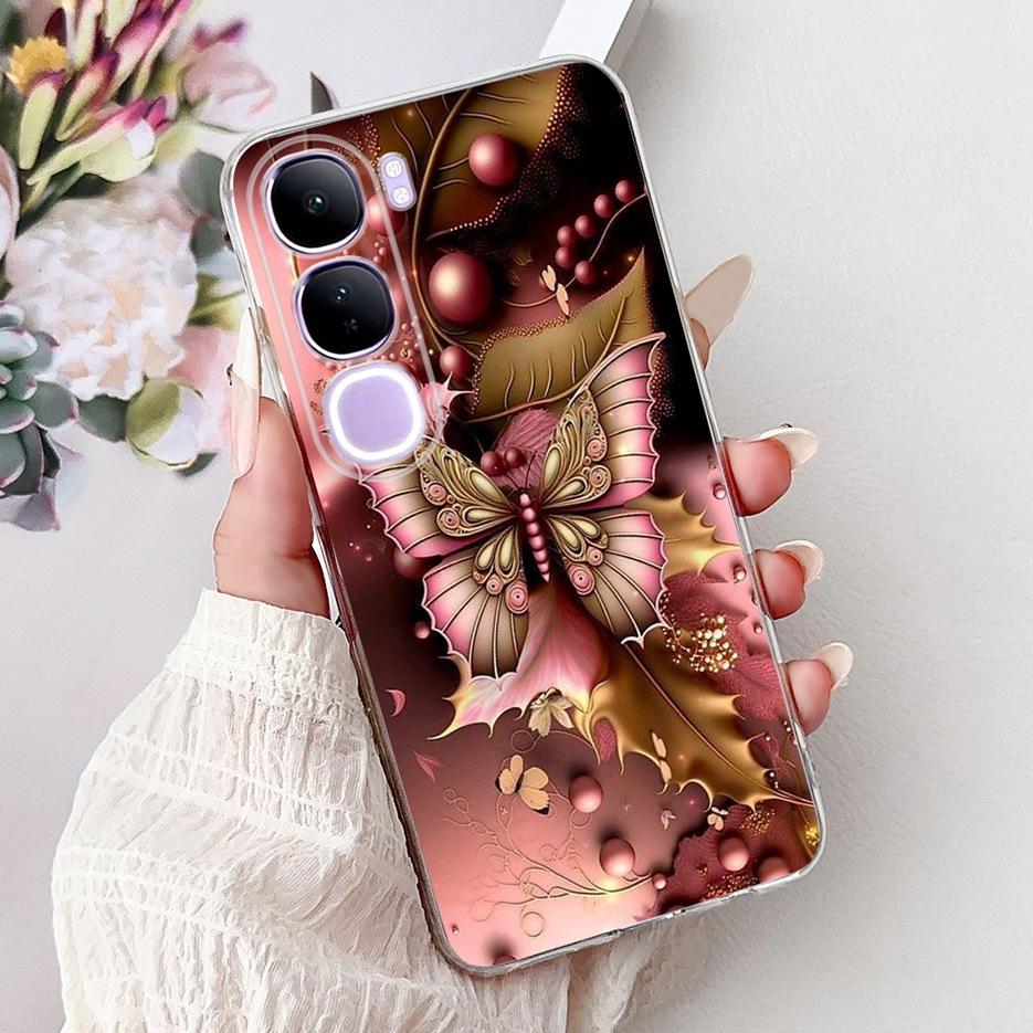 For Vivo Y200 5G Case Vivo V40 Lite Beautiful Butterfly Painted Cover Soft Slim Phone Case For Vivo Y300 Y 200 V40Lite 5G Bumper