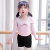 Girls Long-Sleeve Ballet Dance Costume Leotard Dress Pink White Tutu Skirt Stretch Fabric Dancewear Performance Gym Suit