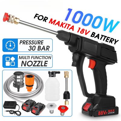 30Bar 88VF Hochdruck Akku-Sprühpistolen Autowaschanlage Reiniger Düse Schaummaschine 5M Schlauch +1/2 Stück 88V Akku 1000W AC 100-240V
