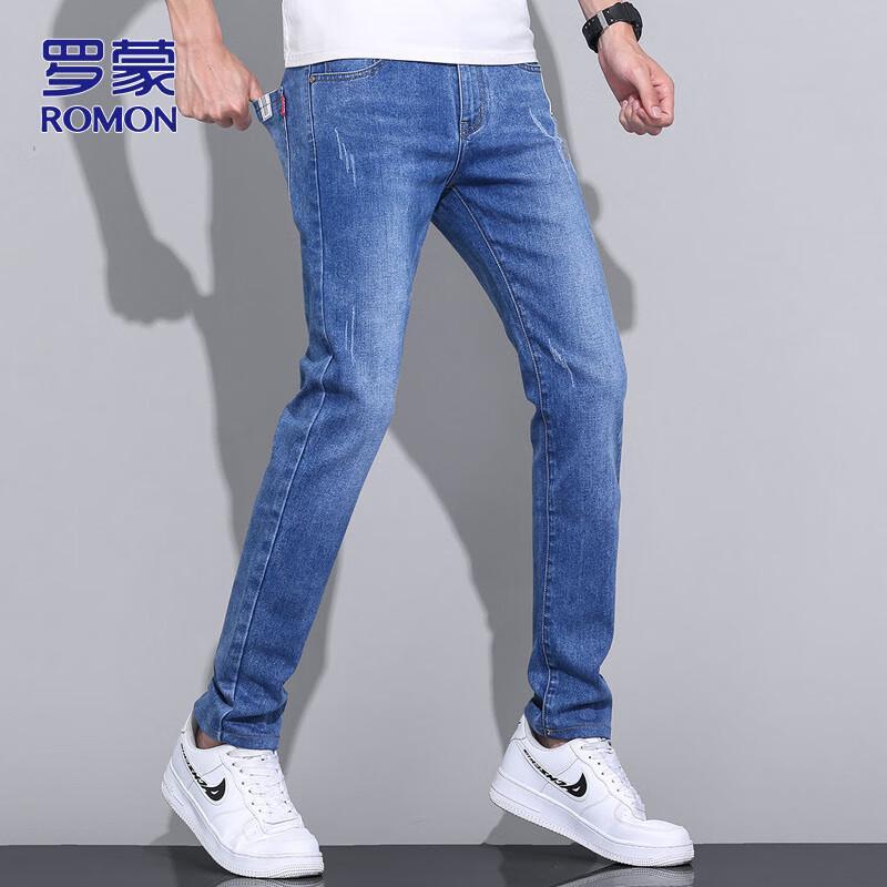 ROMON Men's Slim Straight Casual Jeans
