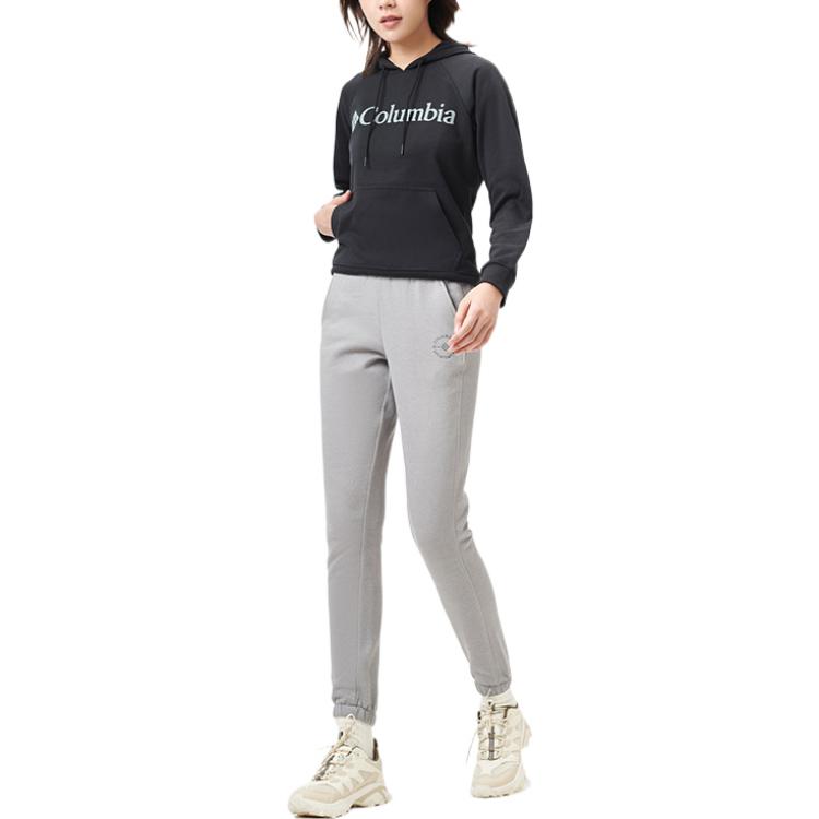 Columbia Solid Pattern Logo Elastic Drawstring Cuffed Casual Pants Women Bottoms Gray AR4395-060