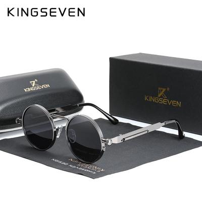 Kingseven Vysoce kvalitní gotické sluneční brýle Steampunk Polarized Pánské Dámské Značkové značkové sluneční brýle Vintage s kulatým kovovým rámem