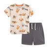 Summer New Boys Short Sleeve Set Printed Crew Neck Children's T-Shirt Knitted Cotton Children's Shorts Set