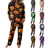 Women's Pajama Set - Long Sleeve Round Neck Drawstring Wide Leg Loungewear for Sleeping and Relaxing