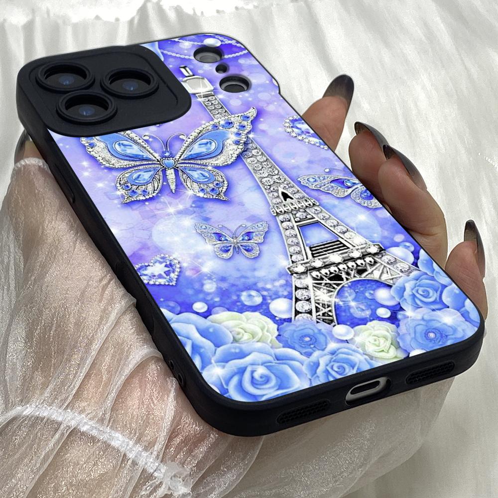 M285 Blue Butterfly Eiffel Tower Angel Eyes Soft Phone Cases for iPhone Samsung Xiaomi Rdemi Huawei Honor Infinix Realme OPPO Vivo All Model TPU Case