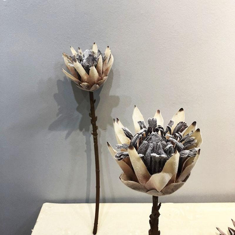 1Pc Simulation Single Dried King Protea Flower, for Wedding Home Decoration Holiday Decoration Valentine's Day Gift Birthday Gift