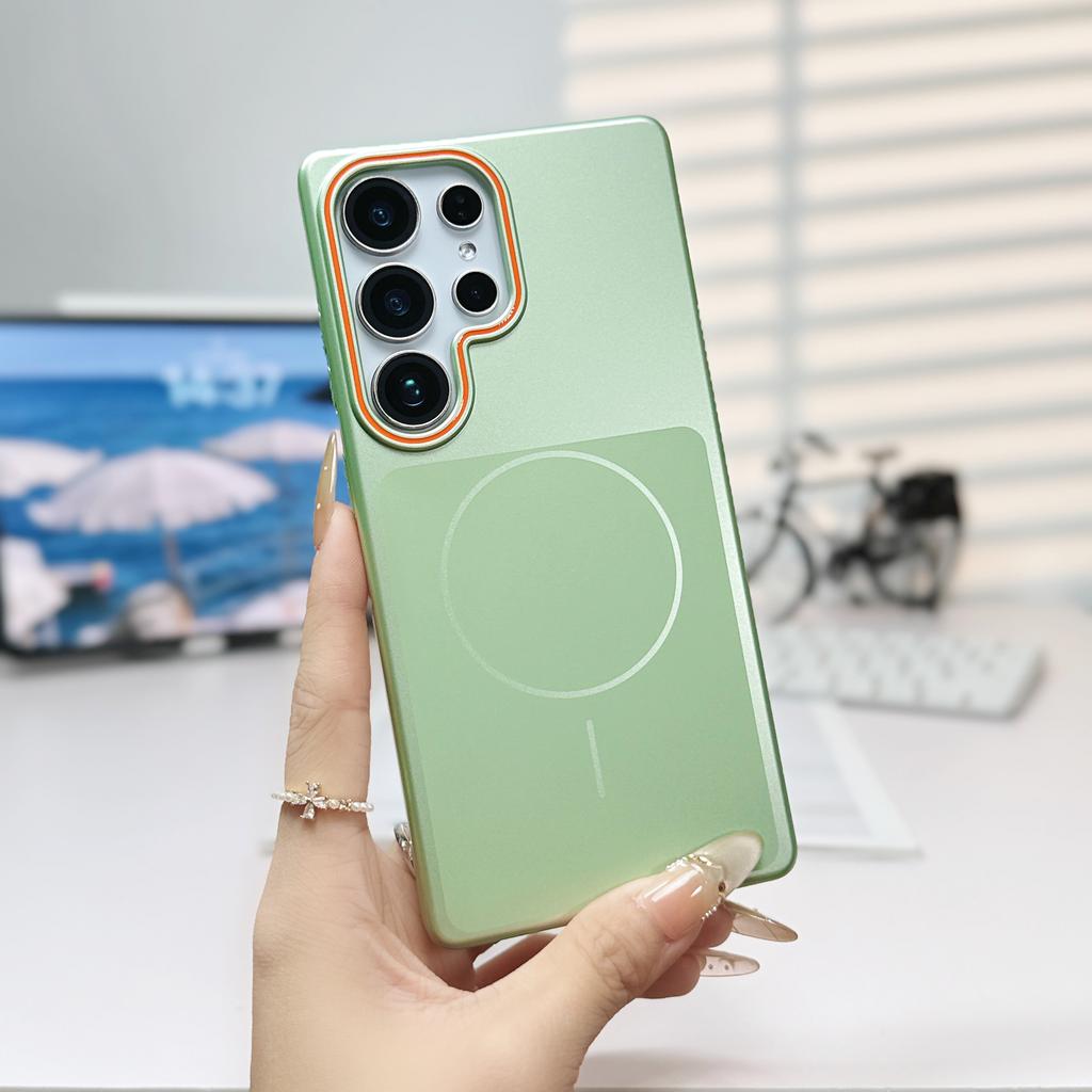 Luxuriöse Schlanke PC-Metalllackierung Galvanisierte Magnetische Hülle Für Samsung S26 S25 S24 S23 Ultra Plus FE Für Magsafe Kabelloses Ladeabdeckung