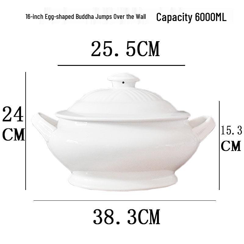 Ceramic Stew Pot with Lid - Extra Large Double-Earred Soup Pot for Birds Nest and Buddha Jumps Over the Wall Soup