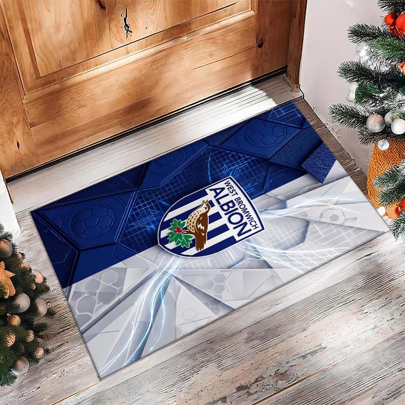 Tappeto in Velluto di Cristallo con Stampa del West Bromwich Albion Football Club, Comodo Assorbente d'Acqua Antiscivolo Tappeto per Pavimento Interno